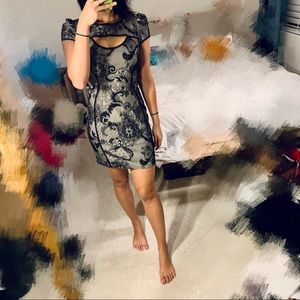 ABS by Allen Schwartz lace cutout mini dress